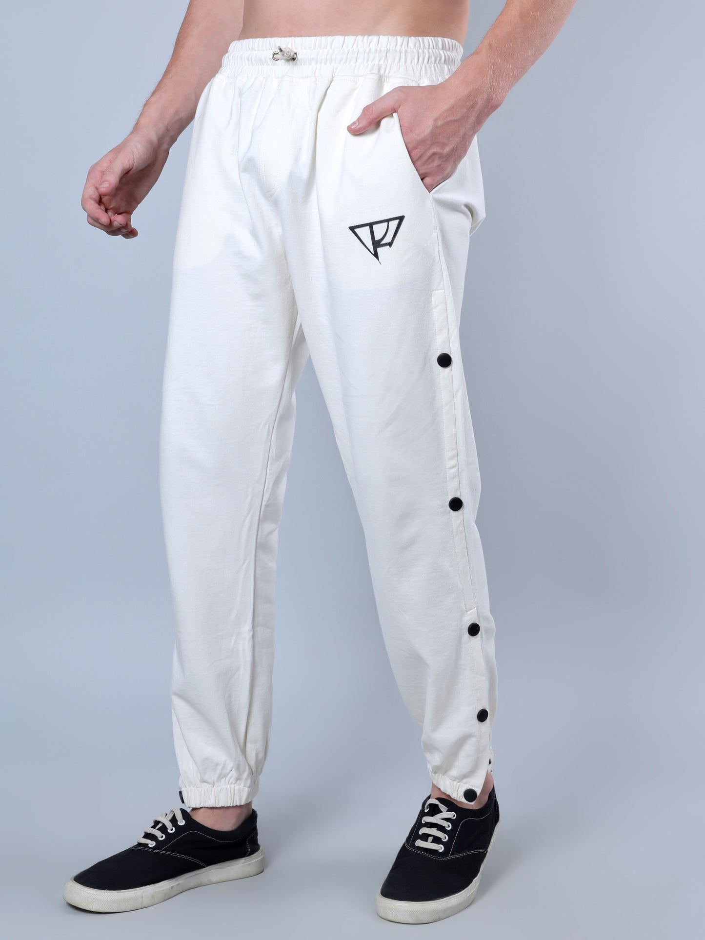 Side Buttoned Trackpants (White)