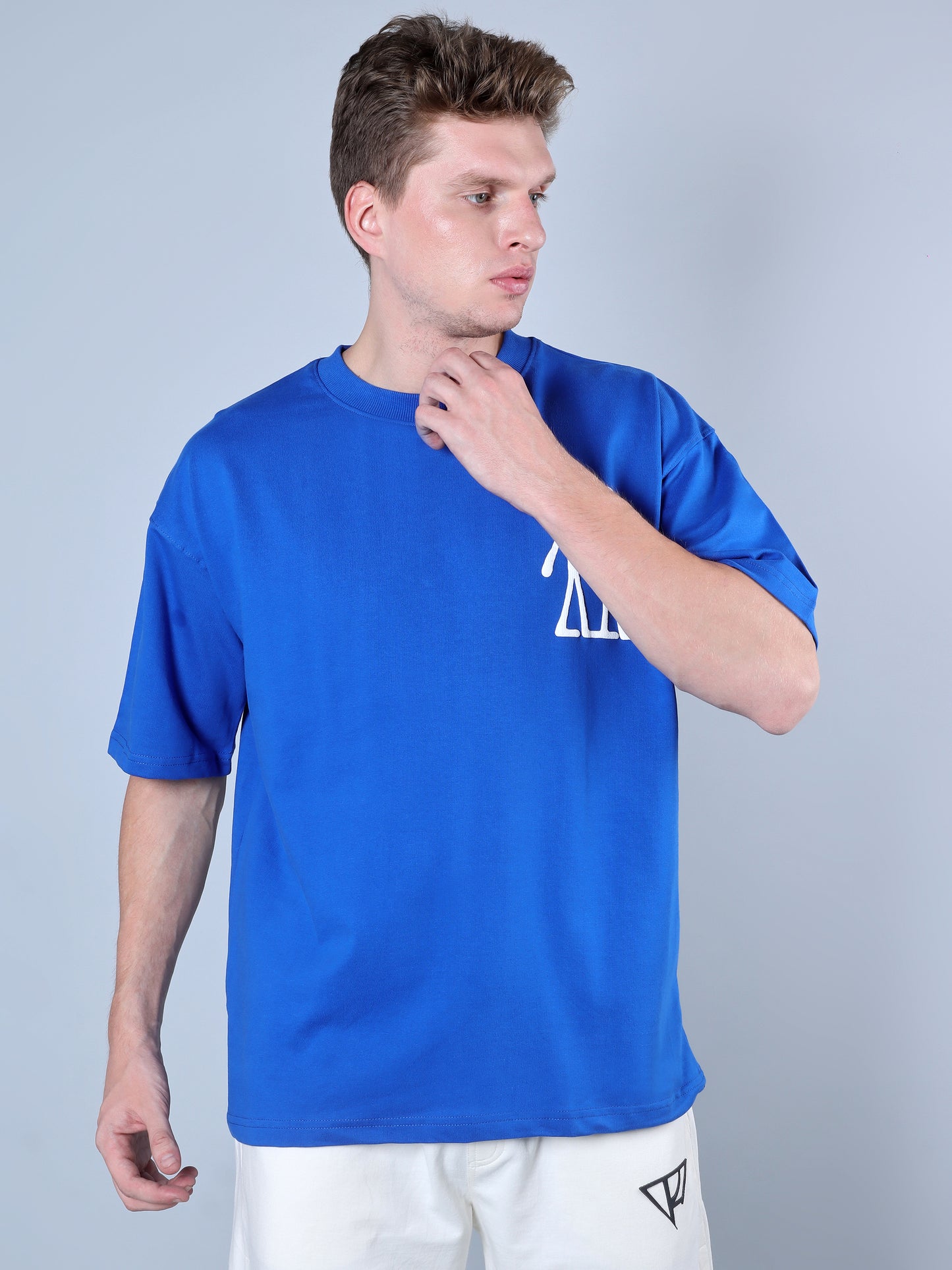 Cooler In Your Head Printed Oversized T-Shirt (Royal Blue)