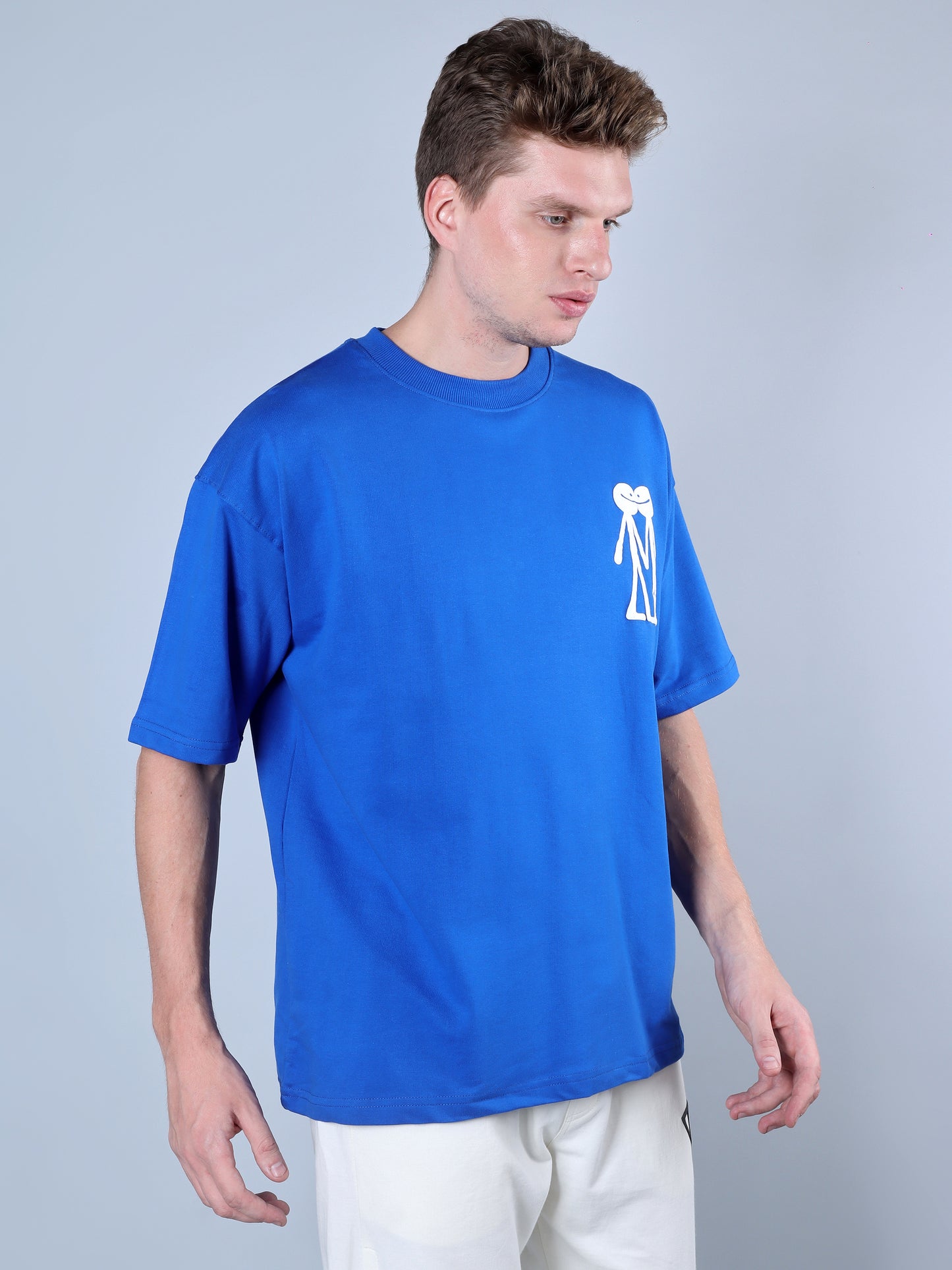 Cooler In Your Head Printed Oversized T-Shirt (Royal Blue)