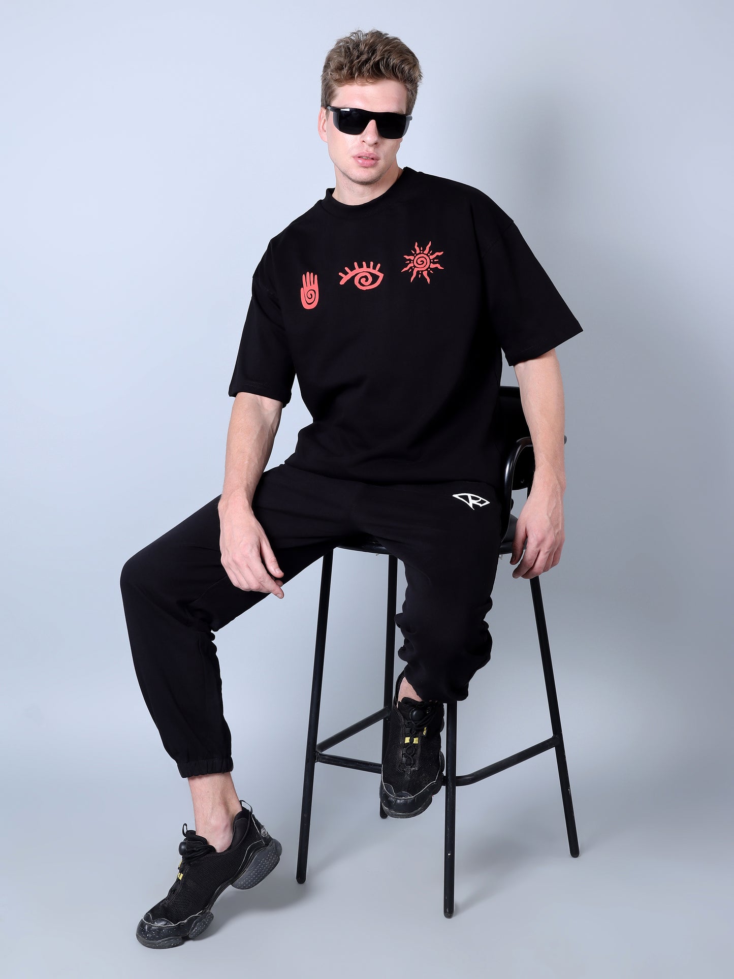 Abass Virtual Printed Oversized T-Shirt (Black)