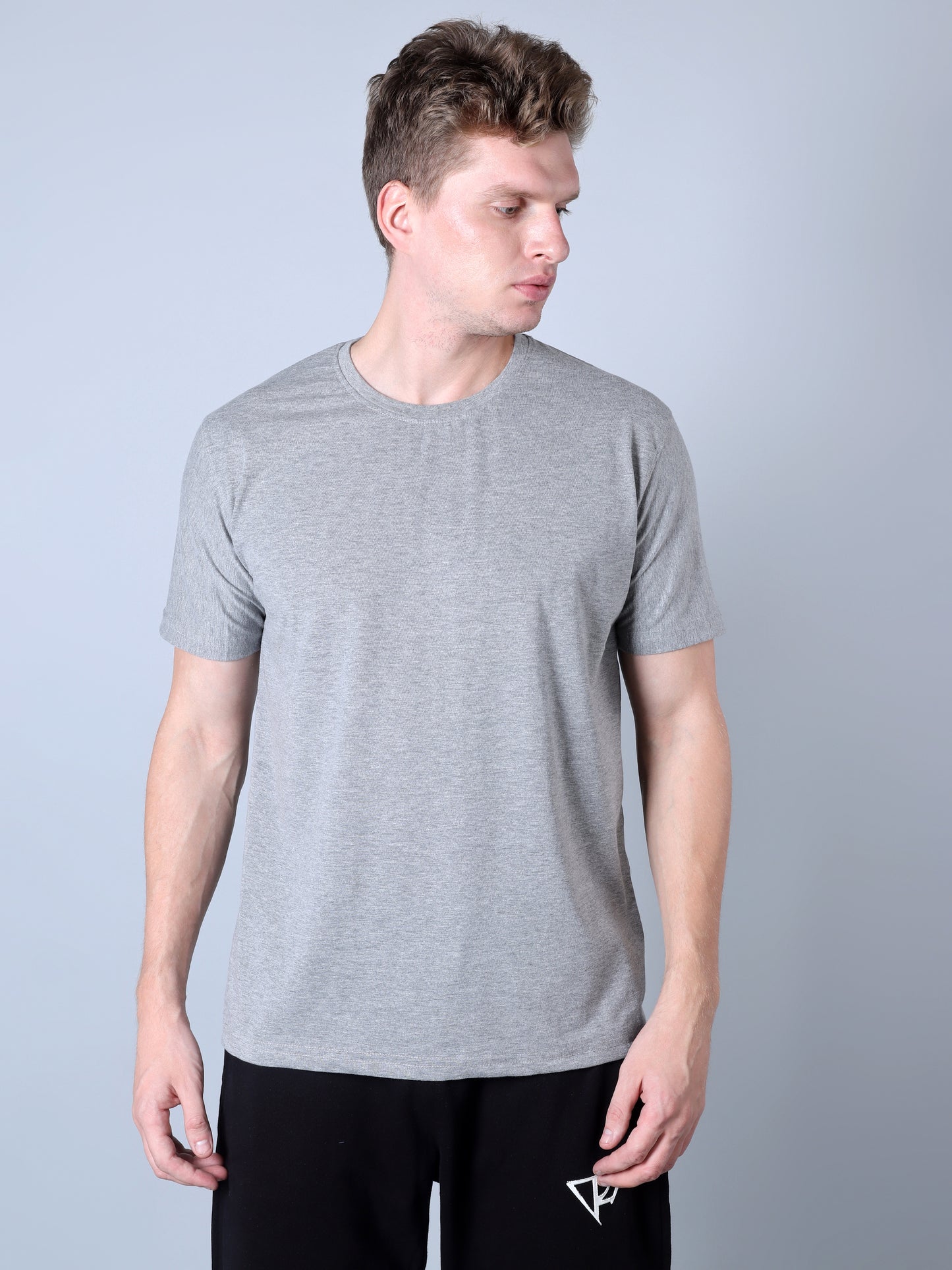 Solid Round Neck T-Shirt (Grey)