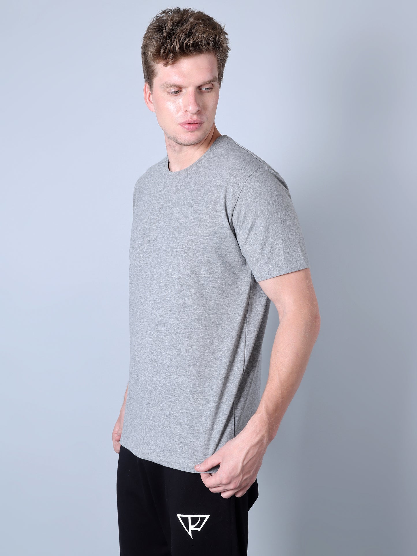 Solid Round Neck T-Shirt (Grey)
