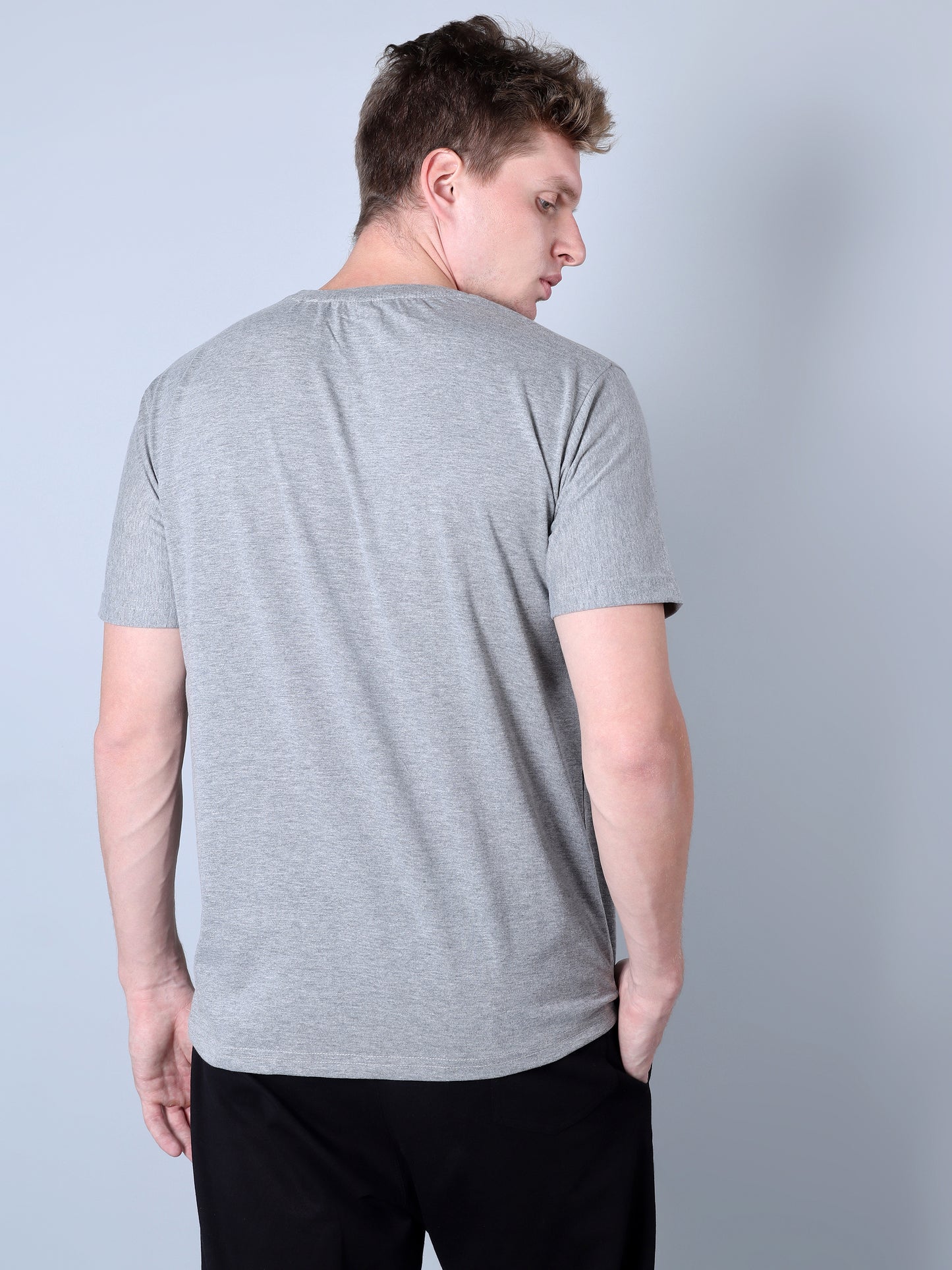 Solid Round Neck T-Shirt (Grey)