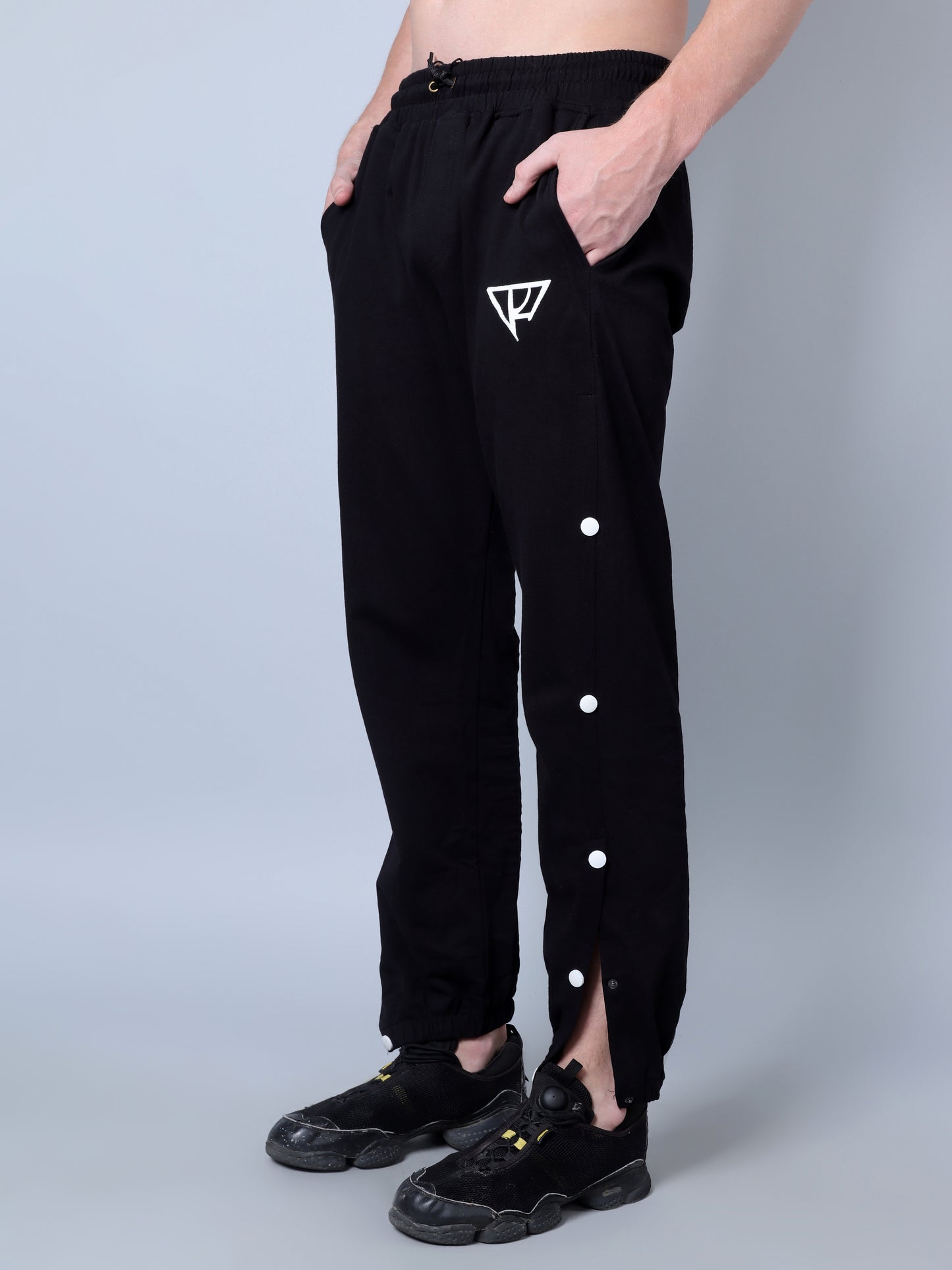 Side Buttoned Trackpants (Black)