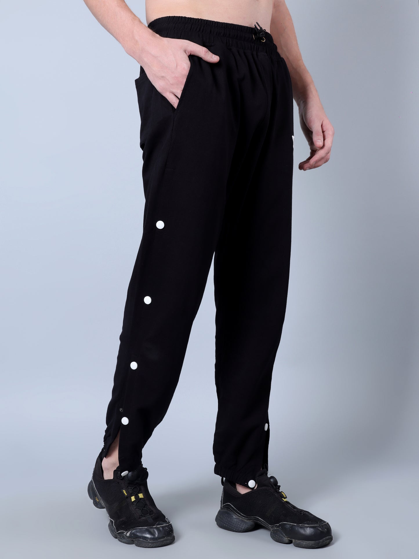 Side Buttoned Trackpants (Black)
