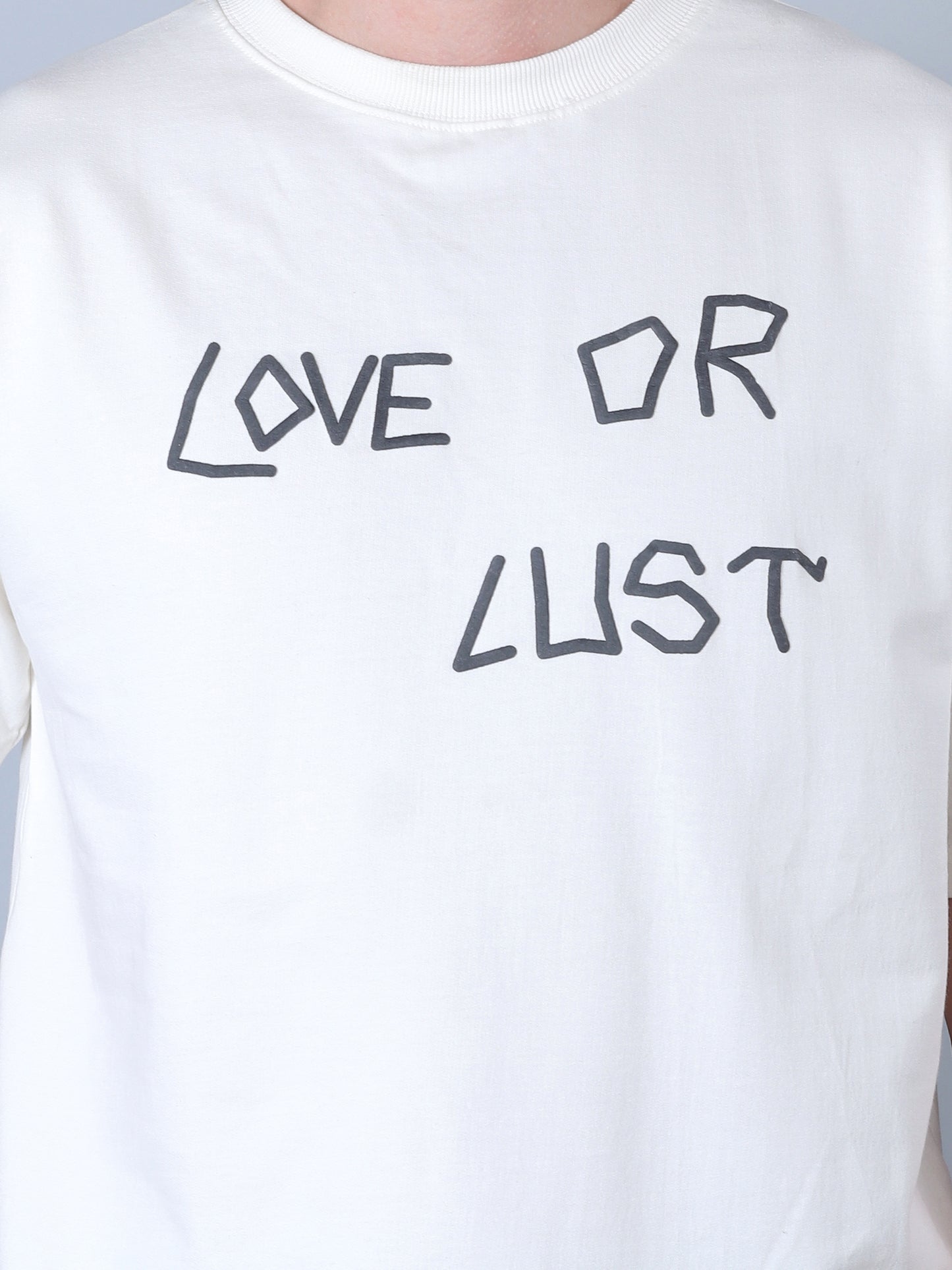 Love Or Lust Printed Oversized T-Shirt (White)