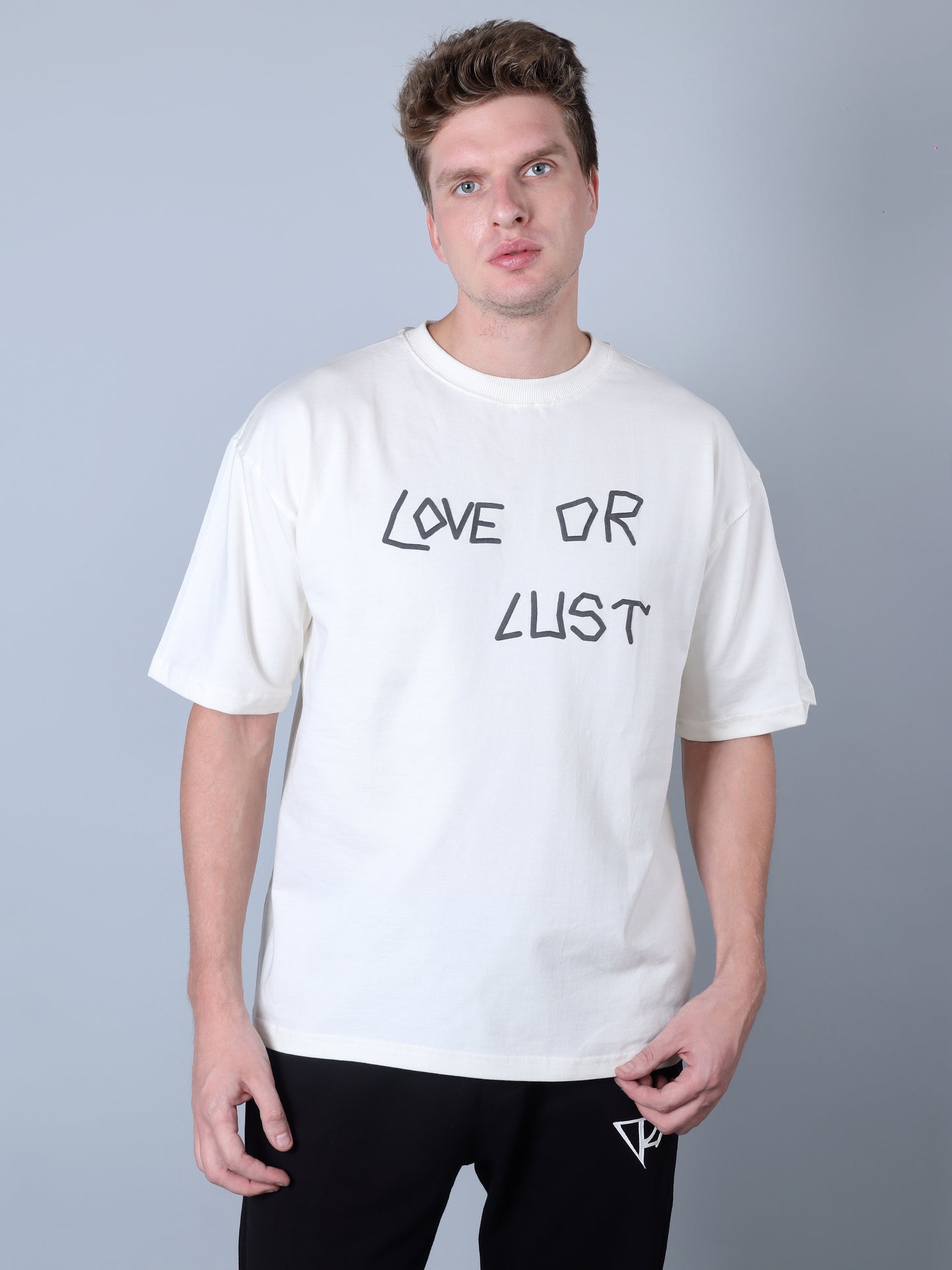 Love Or Lust Printed Oversized T-Shirt (White)