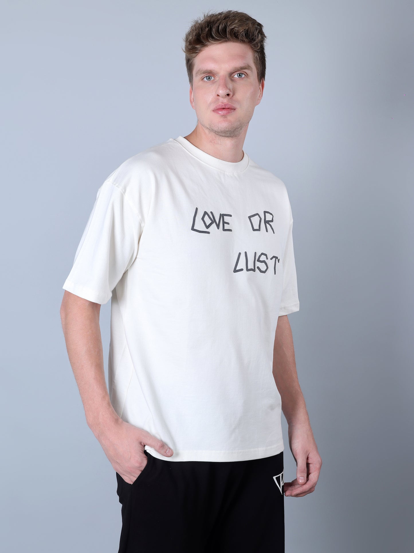 Love Or Lust Printed Oversized T-Shirt (White)