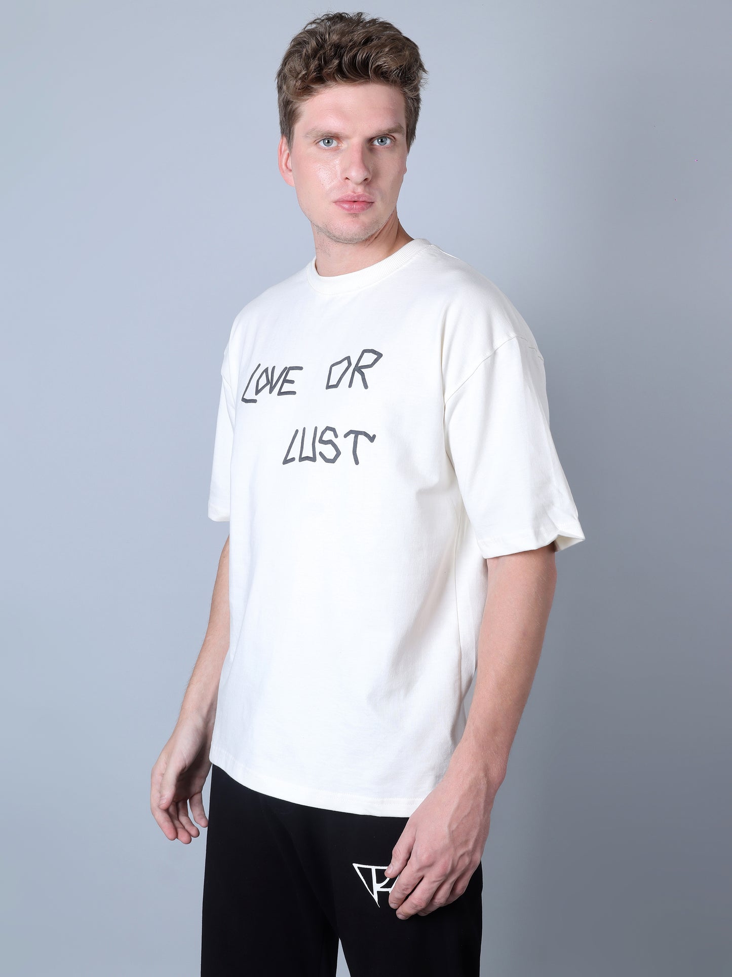 Love Or Lust Printed Oversized T-Shirt (White)