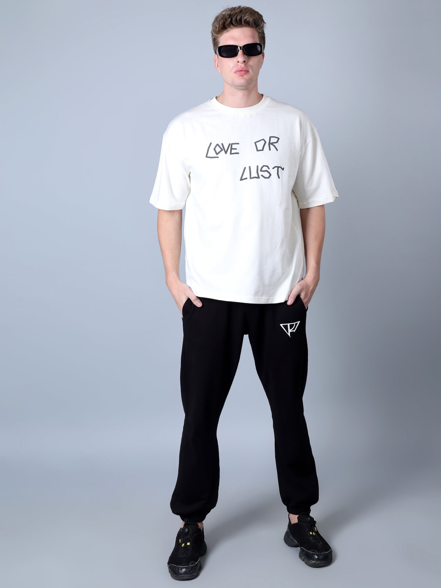 Love Or Lust Printed Oversized T-Shirt (White)
