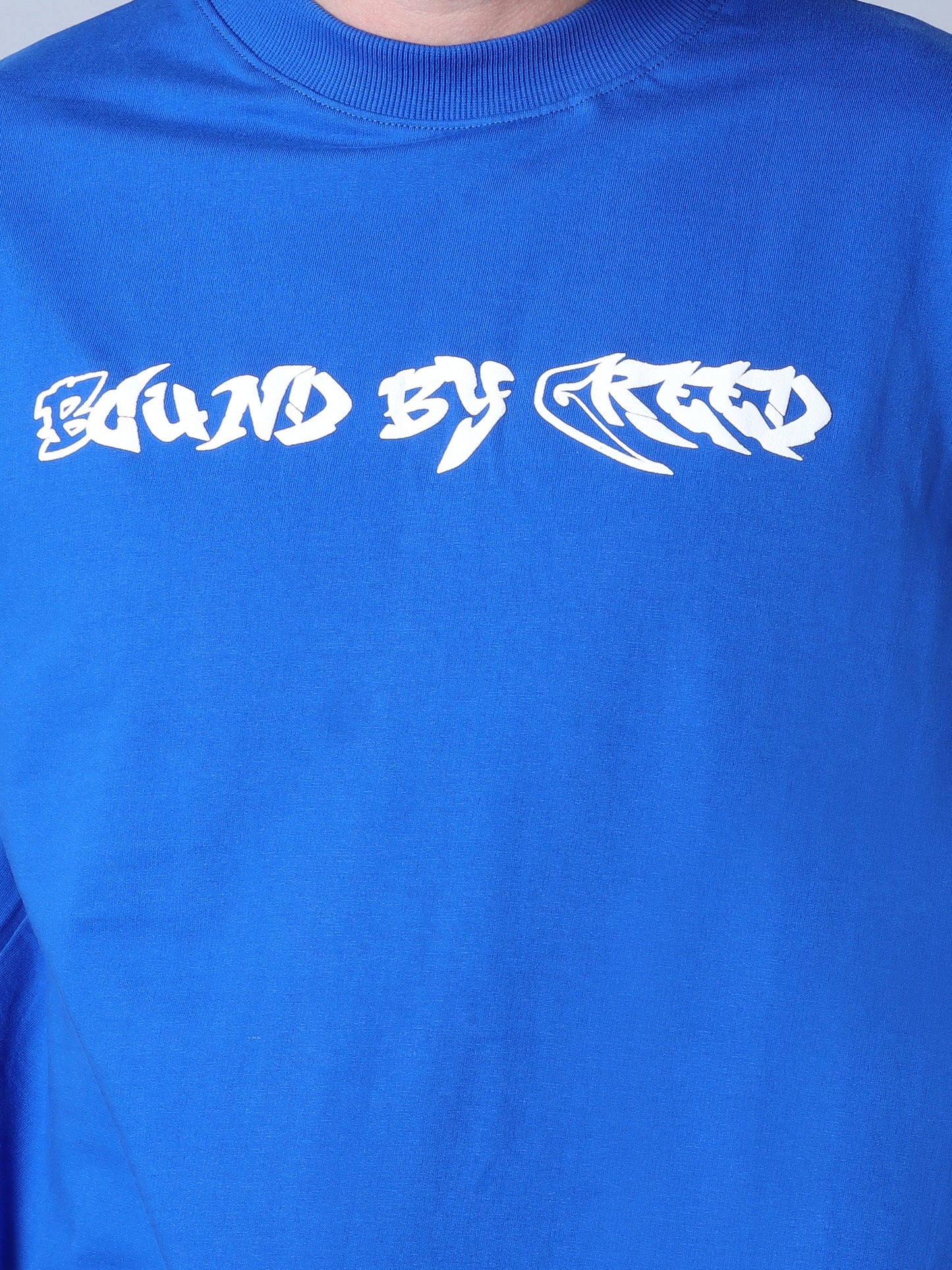Bound By Greed Printed Oversized T-Shirt (Royal Blue)