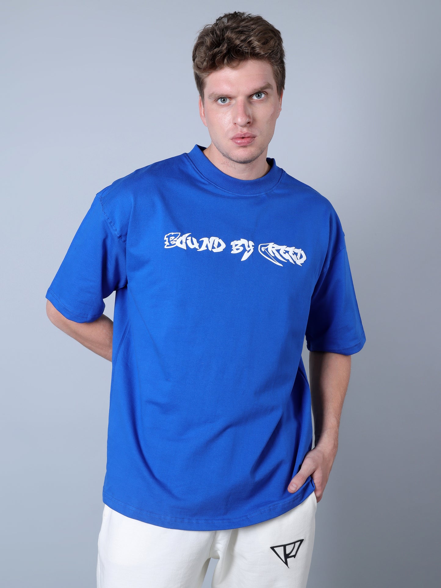 Bound By Greed Printed Oversized T-Shirt (Royal Blue)