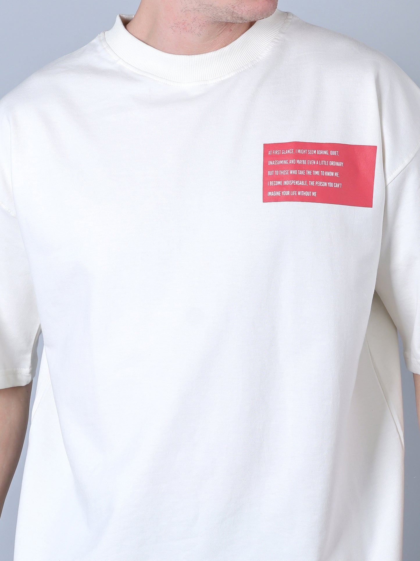 Boring Printed (Oversized T-Shirt (White)