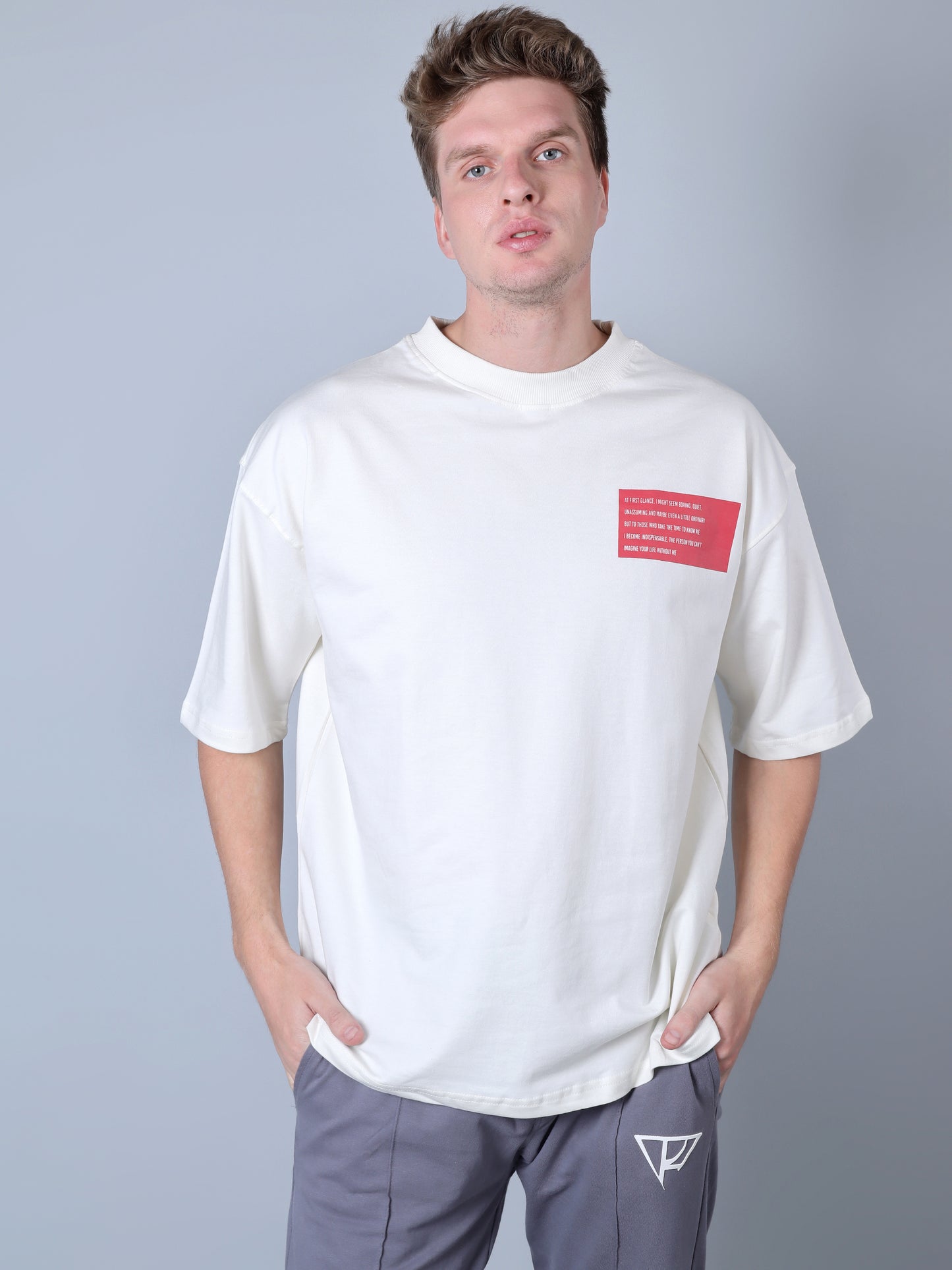 Boring Printed (Oversized T-Shirt (White)