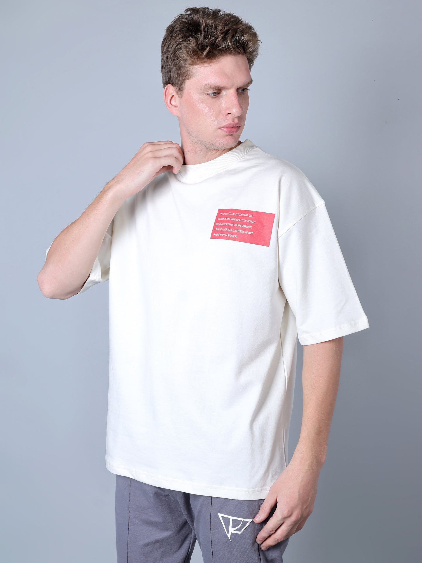 Boring Printed (Oversized T-Shirt (White)
