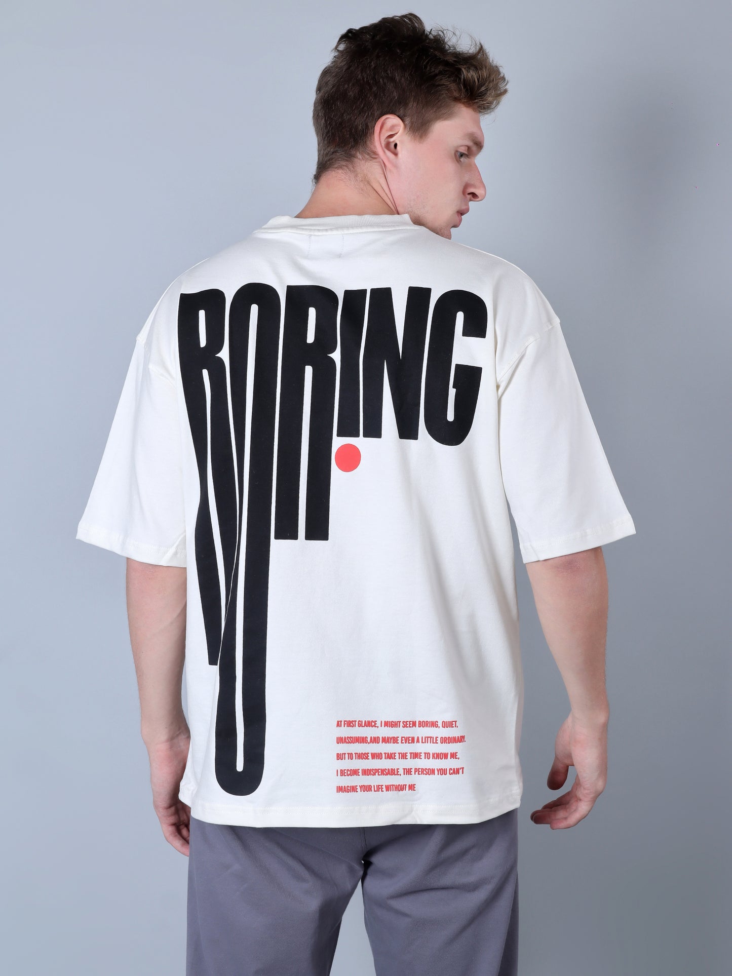 Boring Printed (Oversized T-Shirt (White)