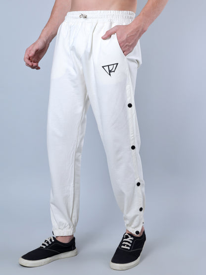 Side Buttoned Trackpants (White)