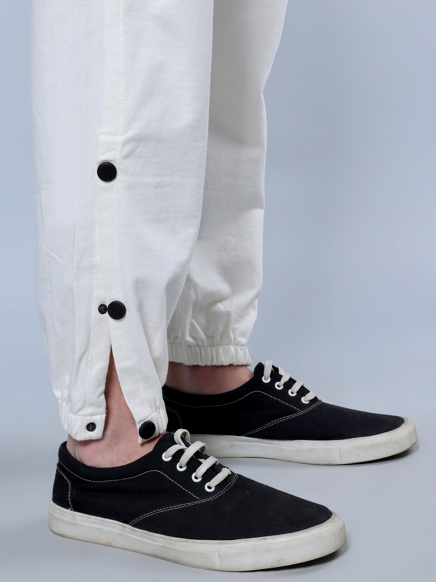 Side Buttoned Trackpants (White)