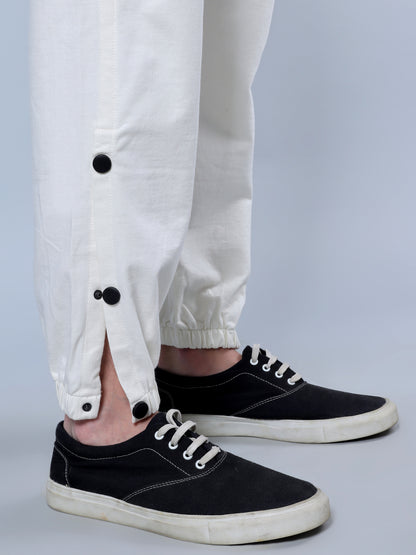 Side Buttoned Trackpants (White)
