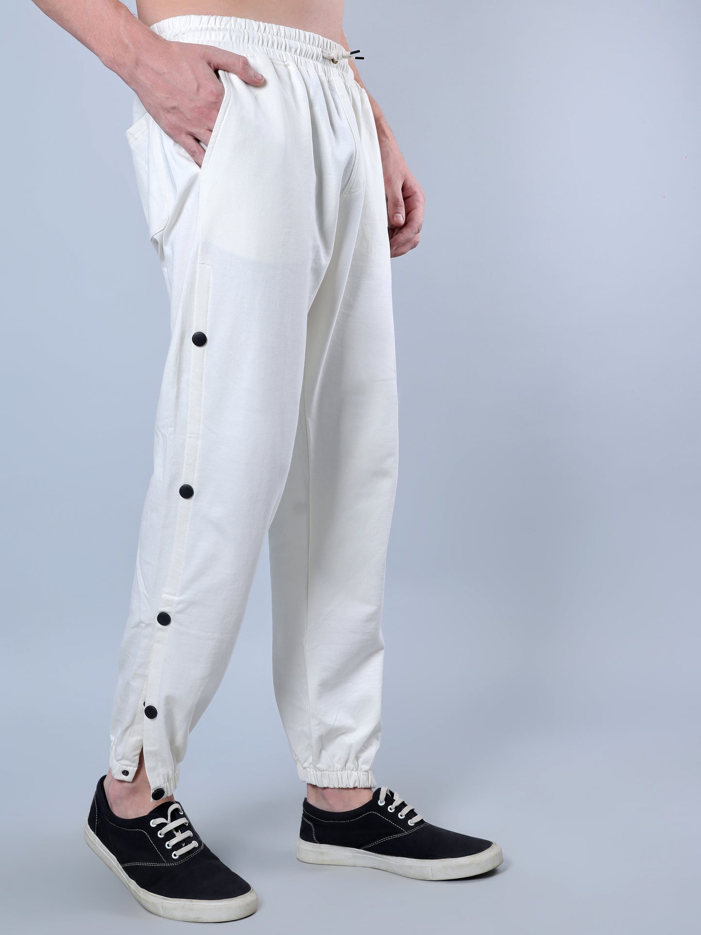 Side Buttoned Trackpants (White)