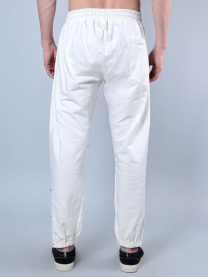 Side Buttoned Trackpants (White)
