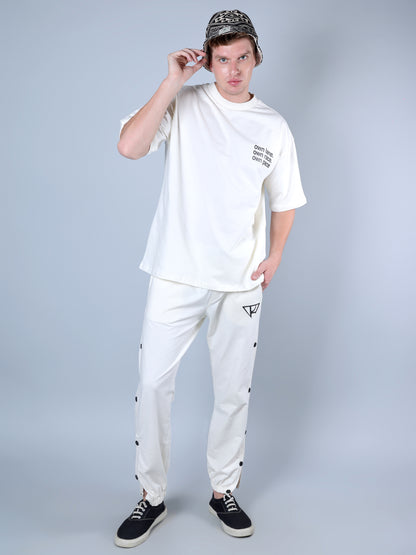 Side Buttoned Trackpants (White)