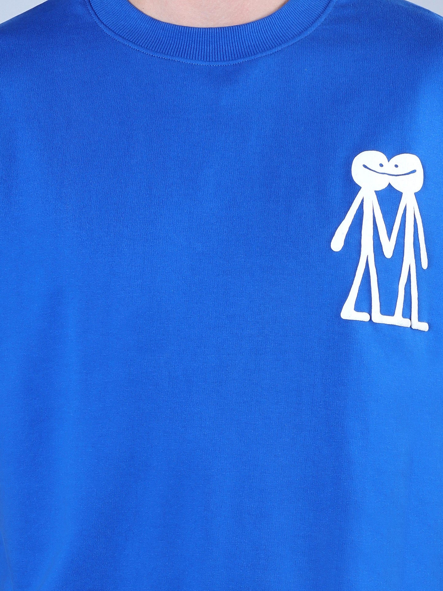 Cooler In Your Head Printed Oversized T-Shirt (Royal Blue)