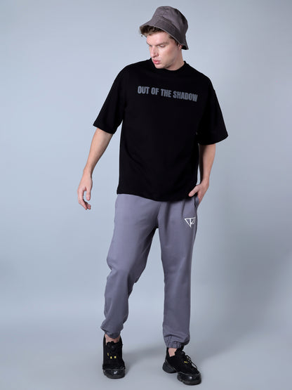 Out Of The Shadow Printed Oversized T-Shirt (Black)