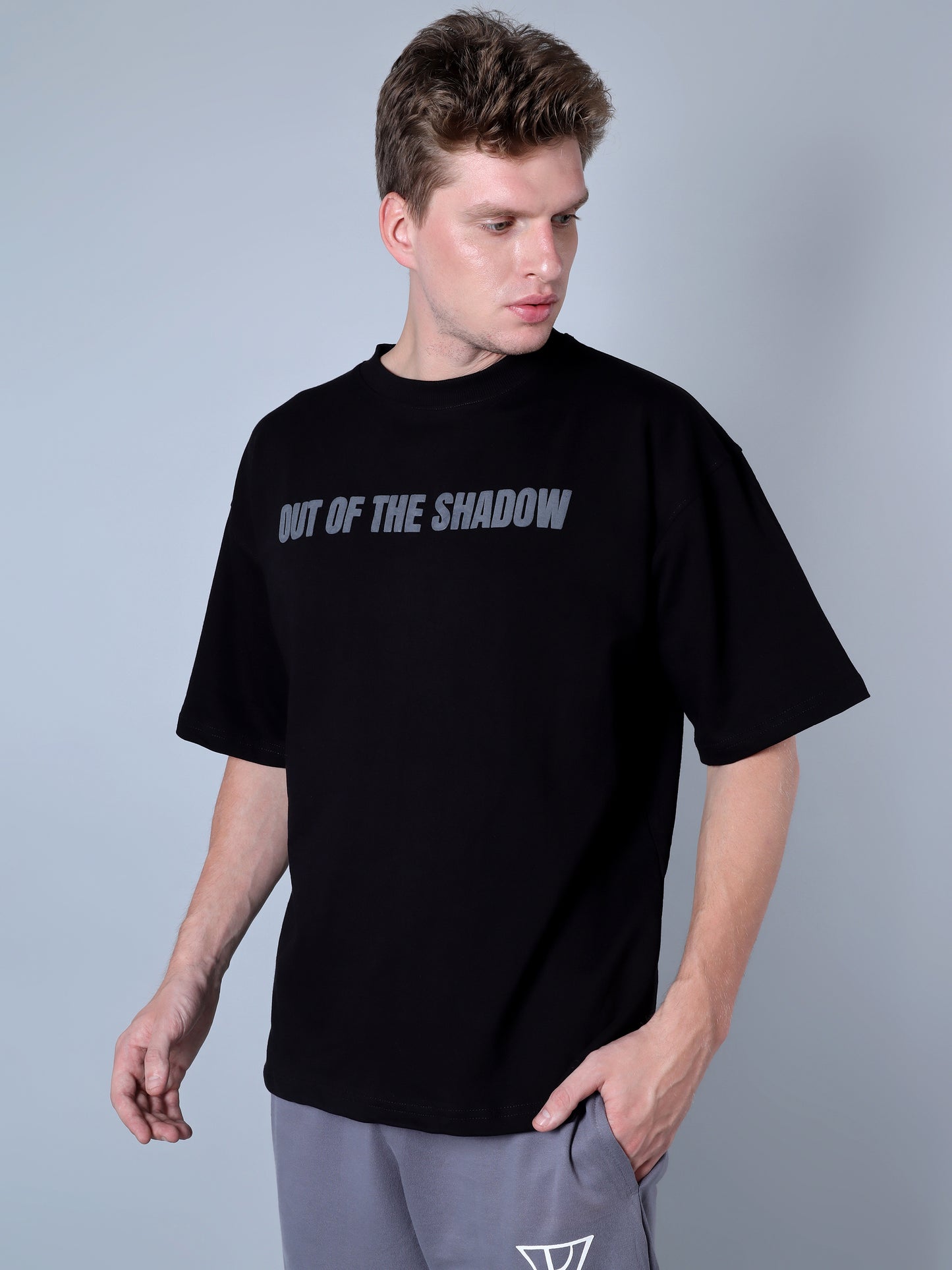 Out Of The Shadow Printed Oversized T-Shirt (Black)