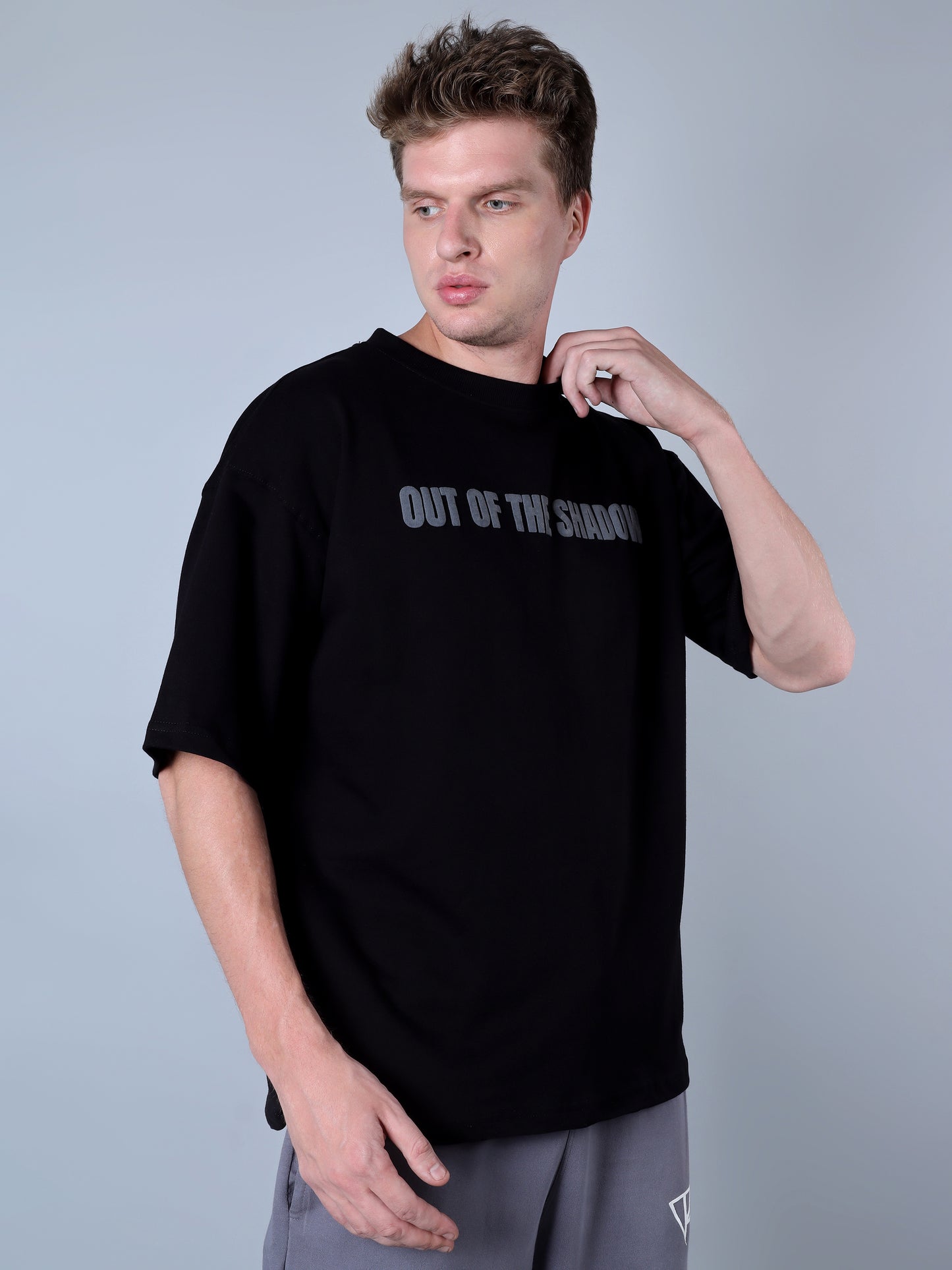 Out Of The Shadow Printed Oversized T-Shirt (Black)