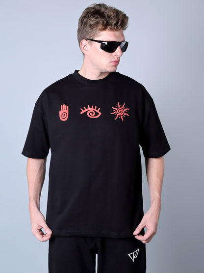 Abass Virtual Printed Oversized T-Shirt (Black)