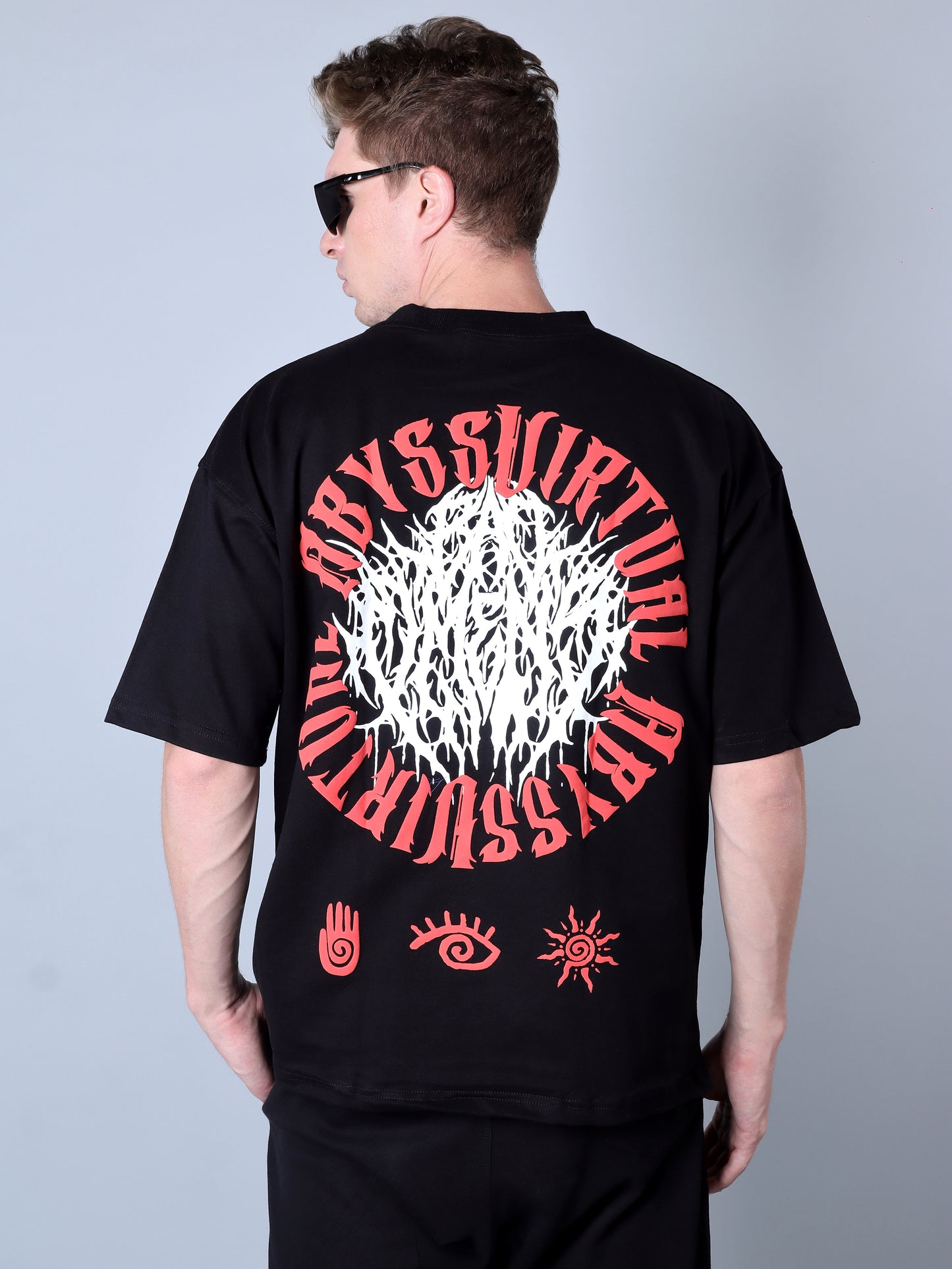 Abass Virtual Printed Oversized T-Shirt (Black)