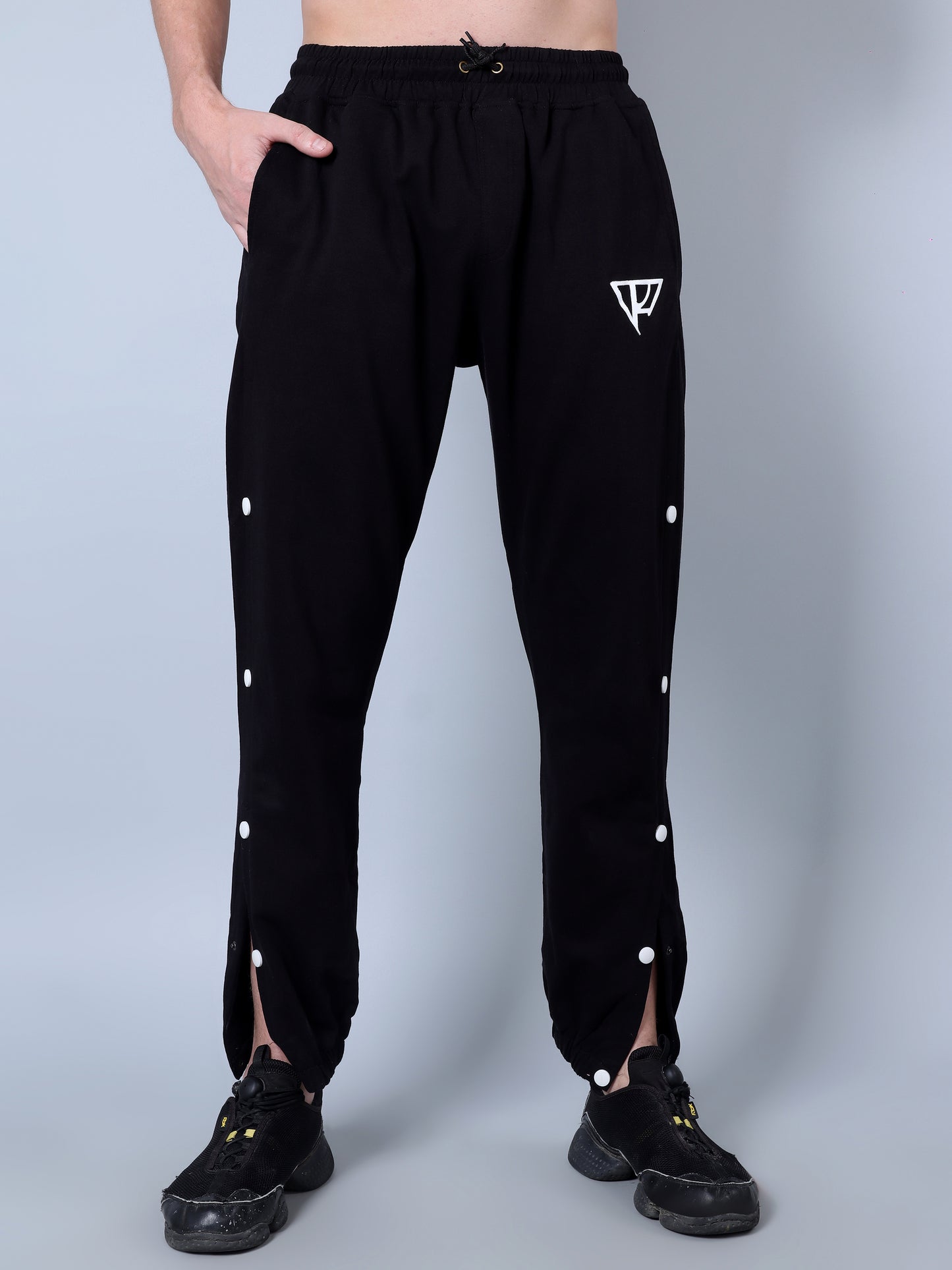 Side Buttoned Trackpants (Black)