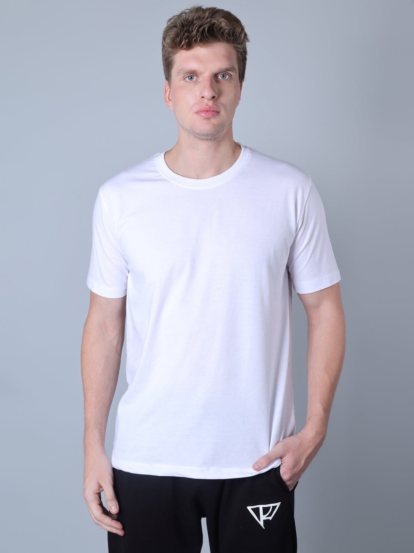 Solid Round Neck T-Shirt (White)