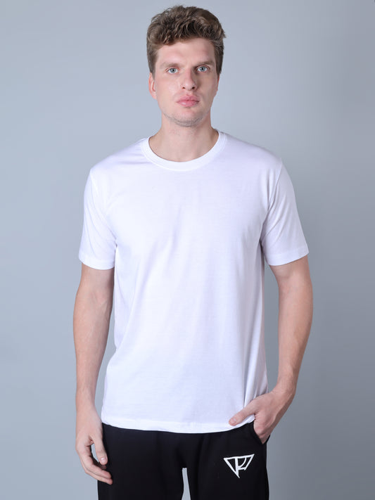 Solid Round Neck T-Shirt (White)