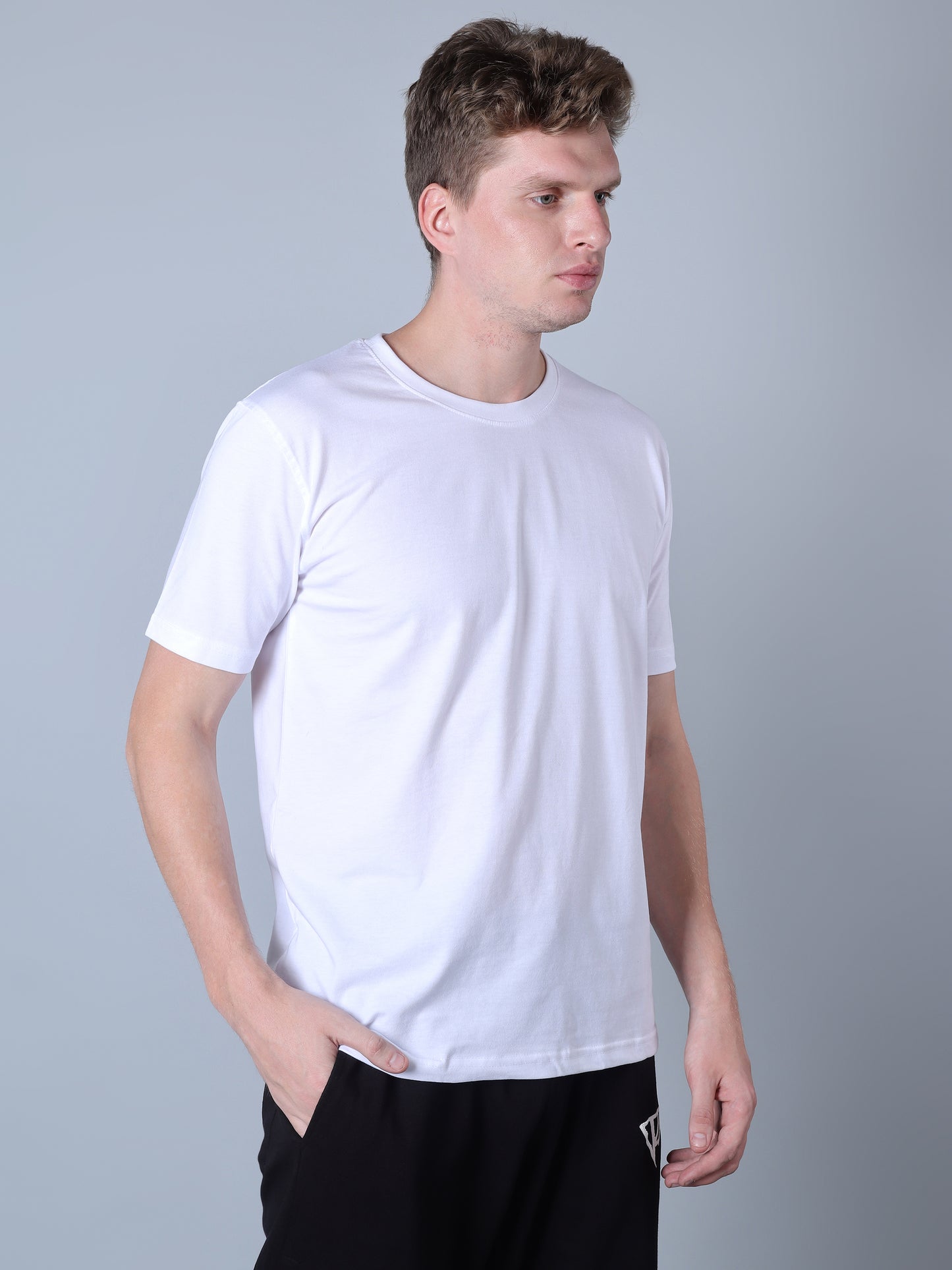 Solid Round Neck T-Shirt (White)