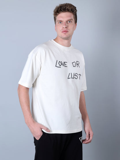 Love Or Lust Printed Oversized T-Shirt (White)