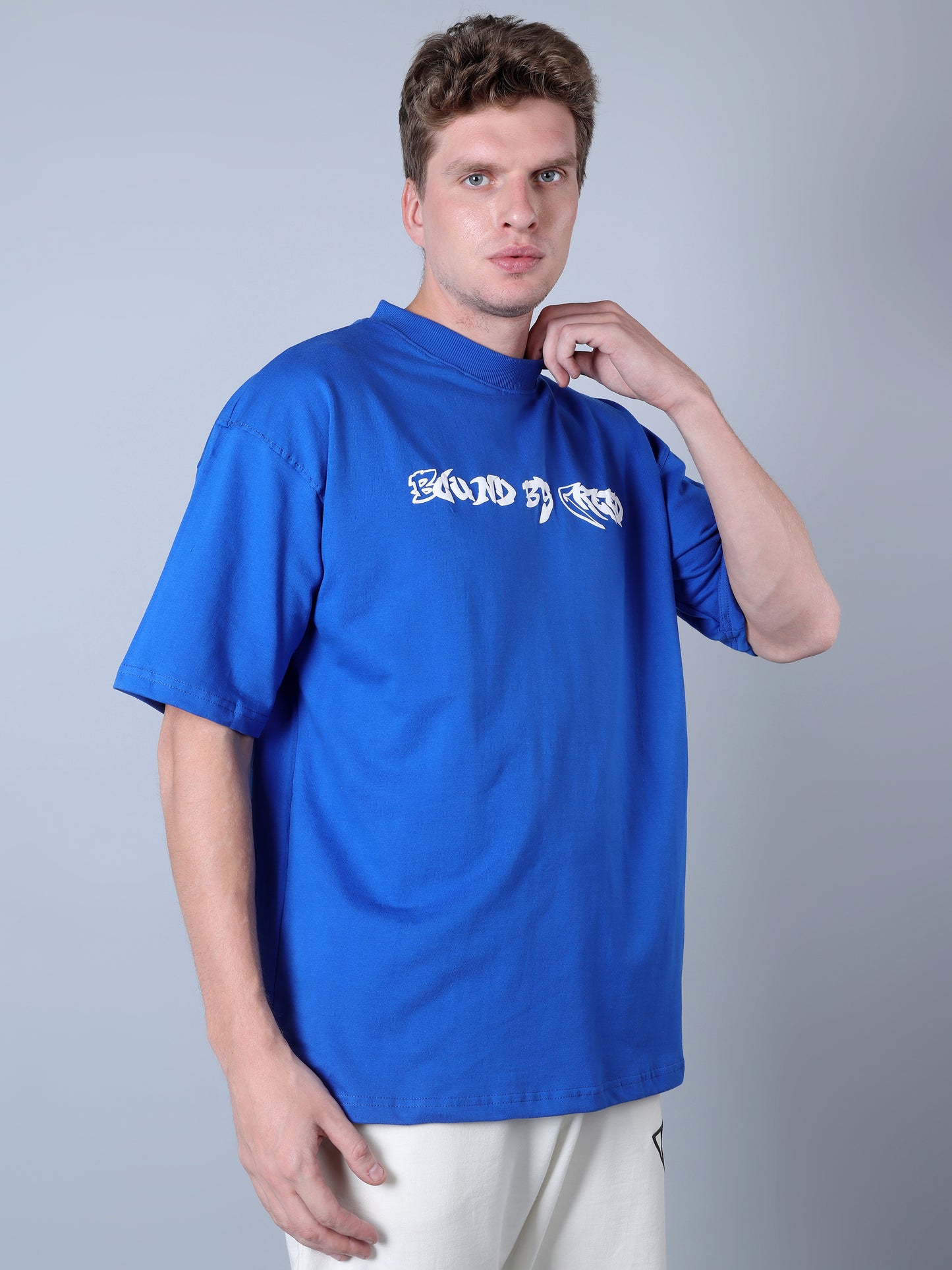 Bound By Greed Printed Oversized T-Shirt (Royal Blue)