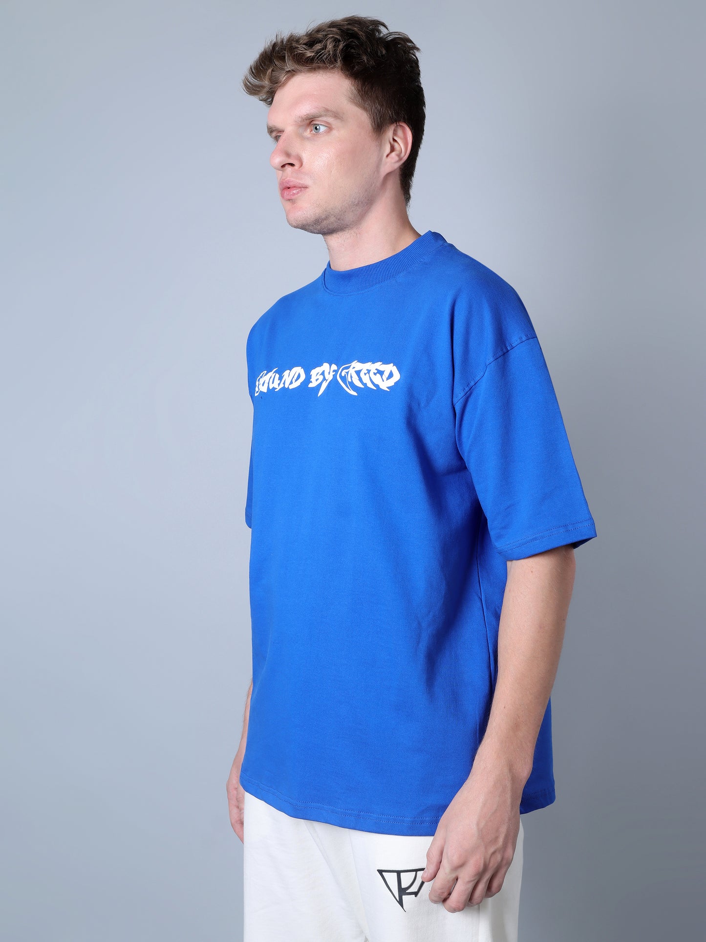 Bound By Greed Printed Oversized T-Shirt (Royal Blue)