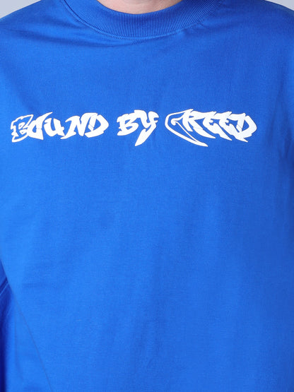 Bound By Greed Printed Oversized T-Shirt (Royal Blue)