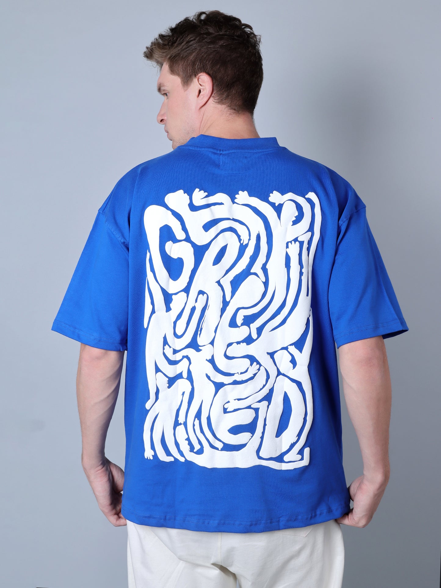 Bound By Greed Printed Oversized T-Shirt (Royal Blue)