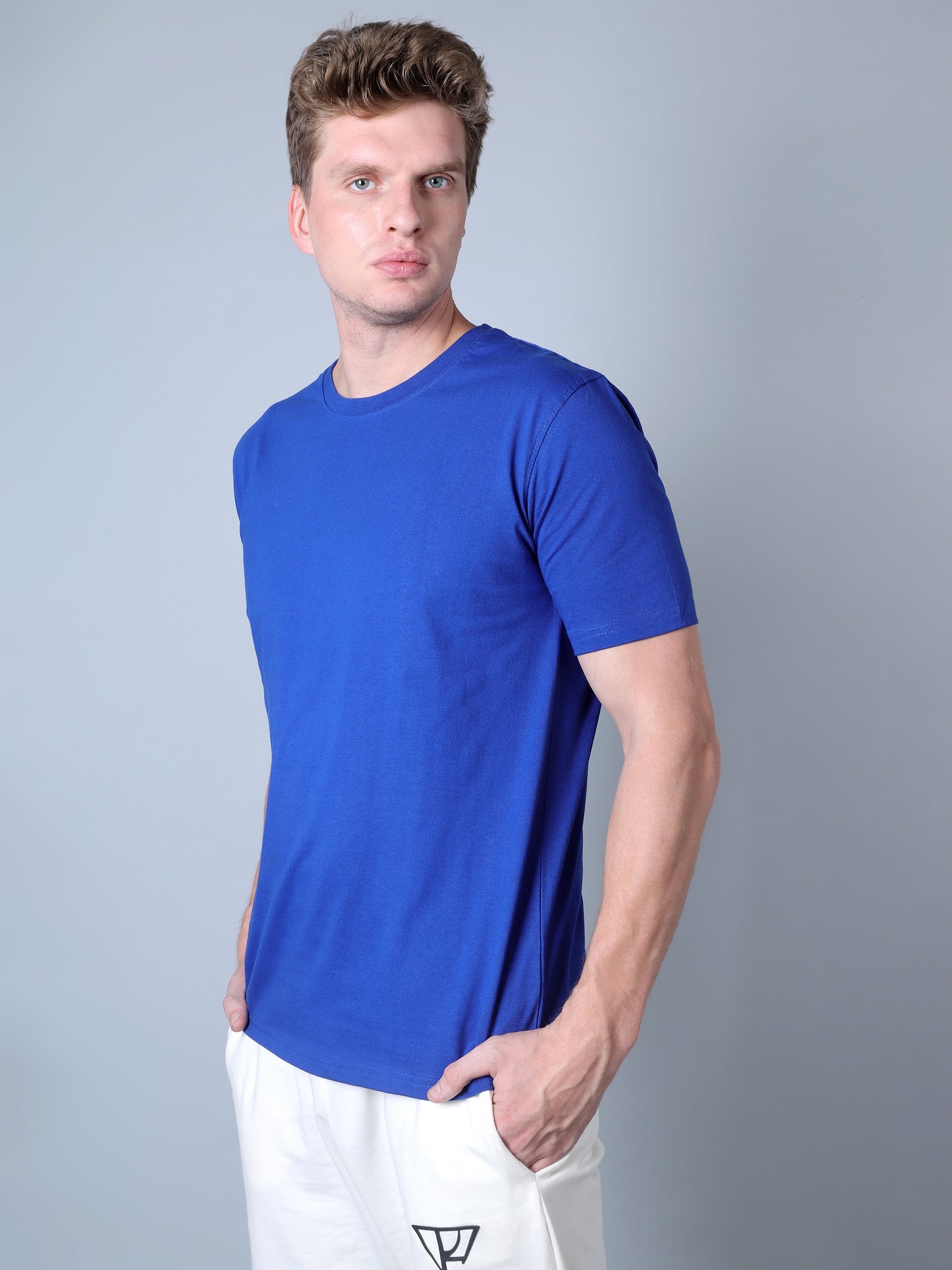Solid Round Neck T-Shirt (Royal Blue)