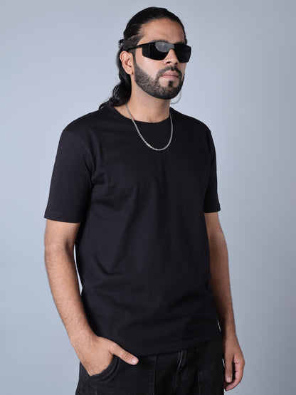Solid Round Neck T-Shirt (Black)